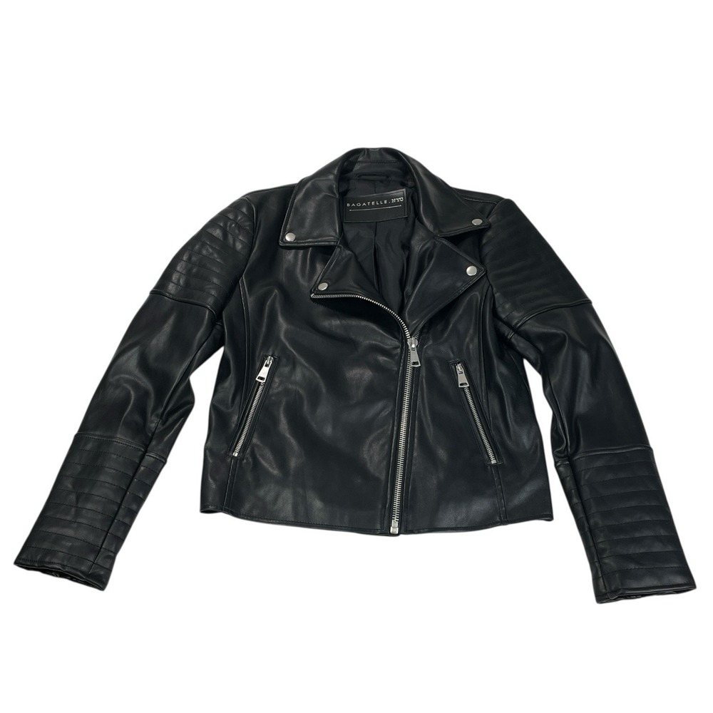 Bagatelle NYC Black Faux Leather Moto Jacket Women's M Biker Style